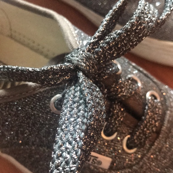 VANS silver Glitter flat sneakers authentic Shoes Size 1 - Picture 4 of 4